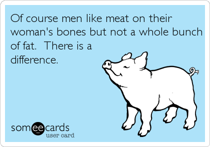 Of course men like meat on their
woman's bones but not a whole bunch
of fat.  There is a
difference.