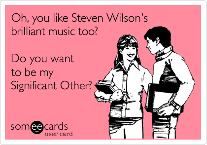 Oh, you like Steven Wilson's brilliant music too?

Do you want 
to be my
Significant Other?