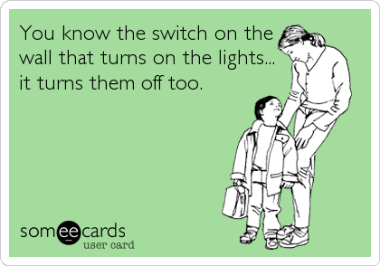 You know the switch on the
wall that turns on the lights...
it turns them off too.