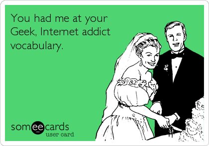 You had me at your
Geek, Internet addict
vocabulary.
