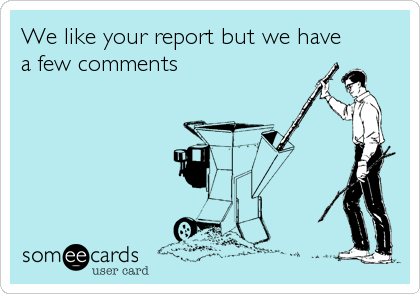 We like your report but we have
a few comments