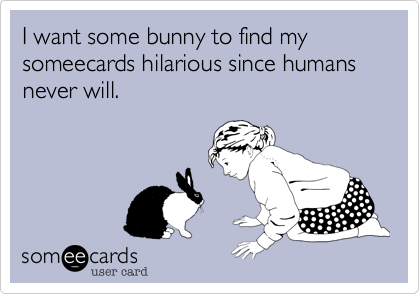 I want some bunny to find my someecards hilarious since humans never will.