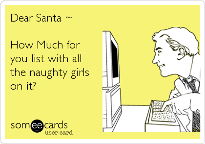 Dear Santa ~How Much for you list with allthe naughty girlson it?