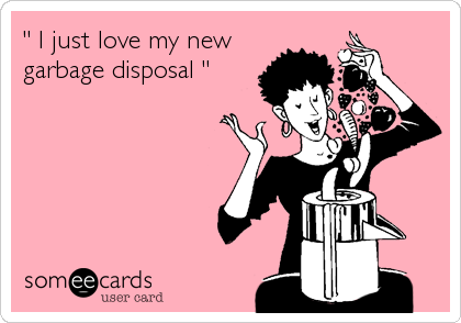 " I just love my new
garbage disposal "