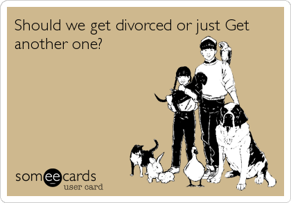 Should we get divorced or just Get
another one?