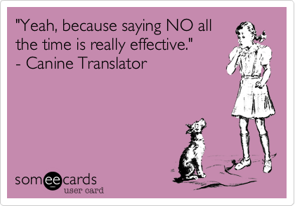 "Yeah%2C because saying NO all
the time is really effective." 
- Canine Translator