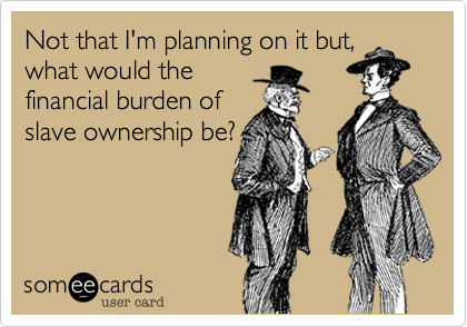 Not that I'm planning on it, but
what would the
financial burden of
slave ownership be?