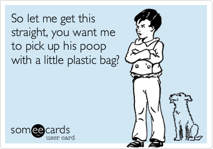 So let me get this
straight%2C you want me
to pick up his poop
with a little plastic bag%3F