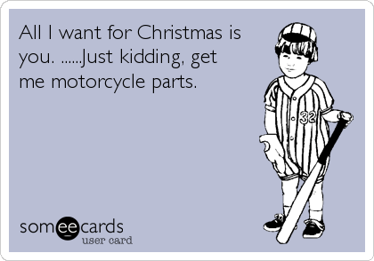 All I want for Christmas is
you. ......Just kidding, get 
me motorcycle parts.