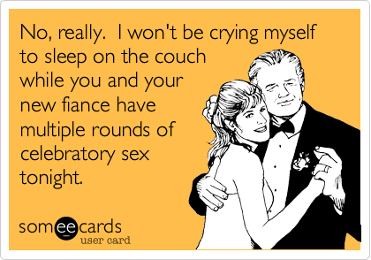 No%2C really.  I won't be crying myself to sleep on the couch
while you and your
new fiance have
multiple rounds of
celebratory sex
tonight.