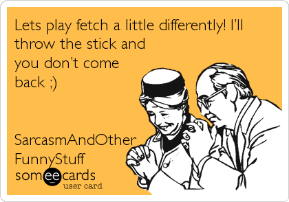 Lets play fetch a little differently! Iâ€™ll
throw the stick and
you donâ€™t come
back ;)


SarcasmAndOther
FunnyStuff