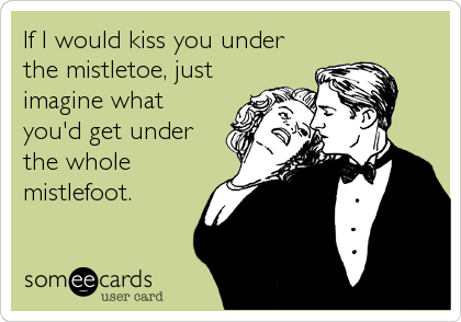 If I would kiss you under
the mistletoe, just
imagine what
you'd get under
the whole
mistlefoot.