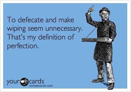 
To defecate and make
wiping seem unnecessary.
That's my definition of
perfection.