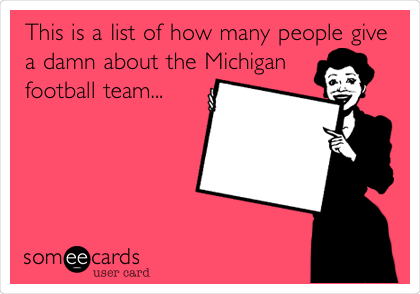 This is a list of how many people give
a damn about the Michigan
football team...