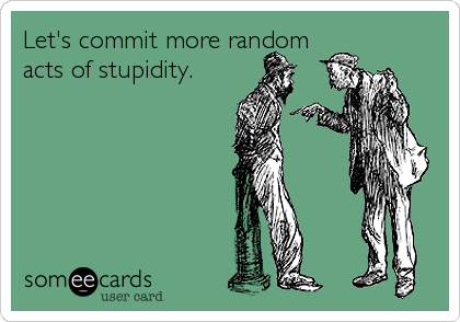 Let's commit more random
acts of stupidity.