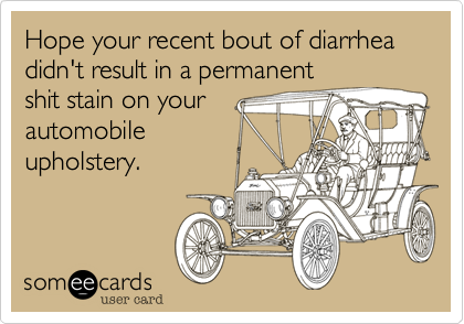 Hope your recent bout of diarrhea didn't result in a permanent
shit stain on your
automobile
upholstery.