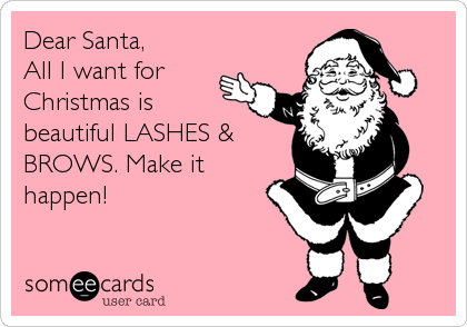 Dear Santa,
All I want for
Christmas is
beautiful LASHES &
BROWS. Make it
happen!