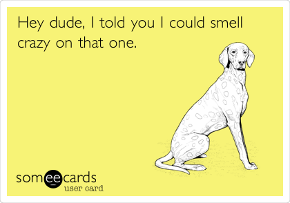 Hey dude, I told you I could smell
crazy on that one.