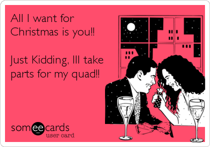 All I want for
Christmas is you!!

Just Kidding, Ill take
parts for my quad!!