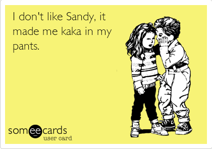 I don't like Sandy, it
made me kaka in my
pants.
