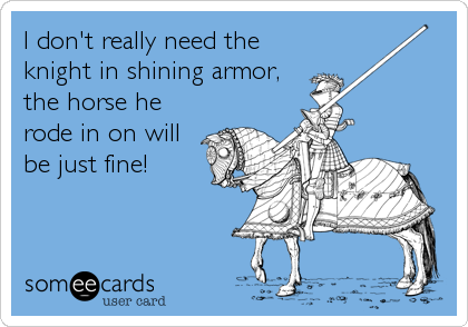I don't really need the
knight in shining armor,
the horse he
rode in on will
be just fine!