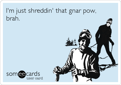 I'm just shreddin' that gnar pow,
brah.