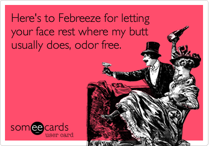 Here's to Febreeze for letting
your face rest where my butt
usually does%2C odor free. 