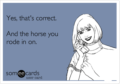 Yes, that's correct.  

And the horse you 
rode in on.