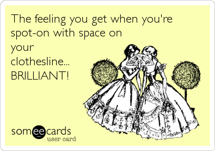 The feeling you get when you're
spot-on with space on
your
clothesline...
BRILLIANT!