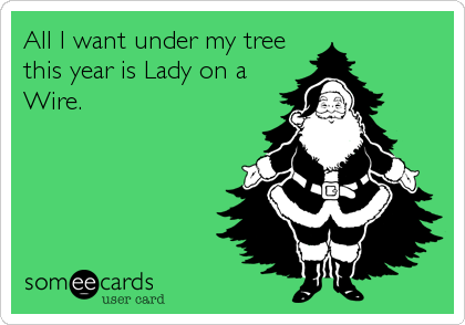 All I want under my tree
this year is Lady on a
Wire.