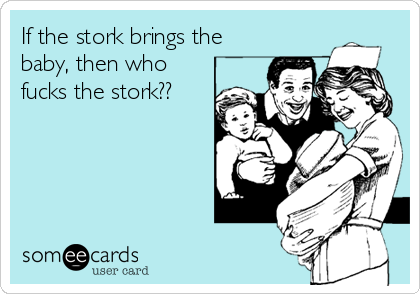 If the stork brings the
baby, then who
fucks the stork??