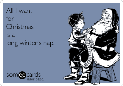 All I want 
for
Christmas 
is a 
long winter's nap.