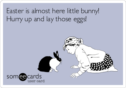 Easter is almost here little bunny! 
Hurry up and lay those eggs!