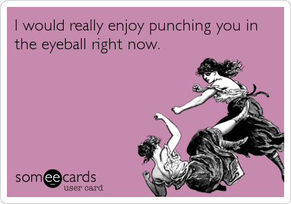 I would really enjoy punching you in
the eyeball right now.
