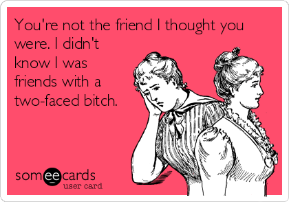 You're not the friend I thought you
were. I didn't
know I was
friends with a
two-faced bitch.