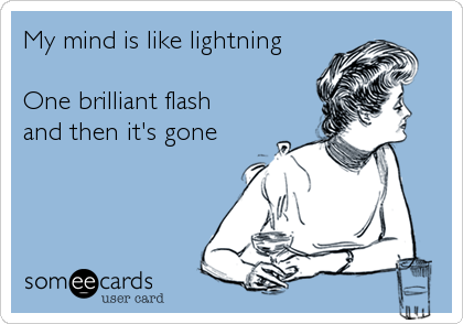 My mind is like lightning

One brilliant flash
and then it's gone