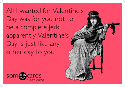All I wanted for Valentine's
Day was for you not to
be a complete Jerk ...
apparently Valentine's
Day is just like any
other day to you