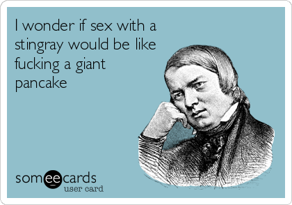I wonder if sex with a
stingray would be like
fucking a giant
pancake