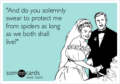"And do you solemnly
swear to protect me
from spiders as long
as we both shall
live?"
