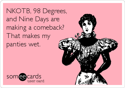 NKOTB, 98 Degrees,
and Nine Days are
making a comeback?
That makes my
panties wet.