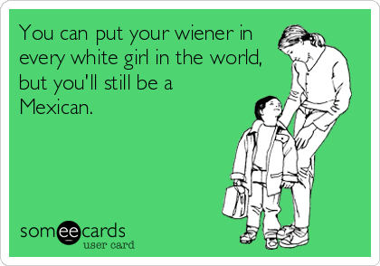 You can put your wiener in
every white girl in the world,
but you'll still be a
Mexican.