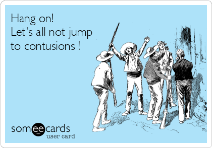 Hang on!
Let's all not jump
to contusions !