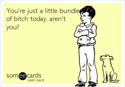 You're just a little bundle
of bitch today, aren't
you?