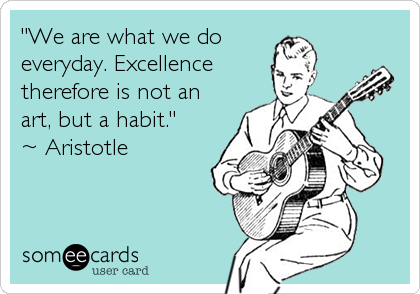 "We are what we do
everyday. Excellence
therefore is not an
art, but a habit."      
~ Aristotle