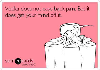 Vodka does not ease back pain. But it
does get your mind off it.