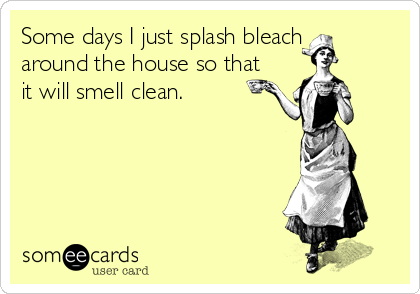 Some days I just splash bleach
around the house so that
it will smell clean.