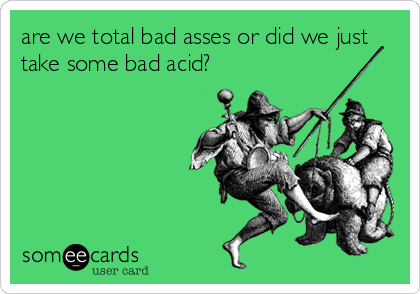 are we total bad asses or did we just
take some bad acid?