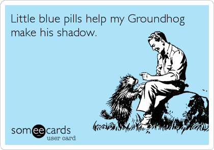 Little blue pills help my Groundhog
make his shadow.