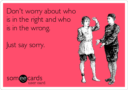 Don't worry about who
is in the right and who
is in the wrong.

Just say sorry.
