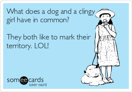 What does a dog and a clingy
girl have in common?

They both like to mark their 
territory. LOL!